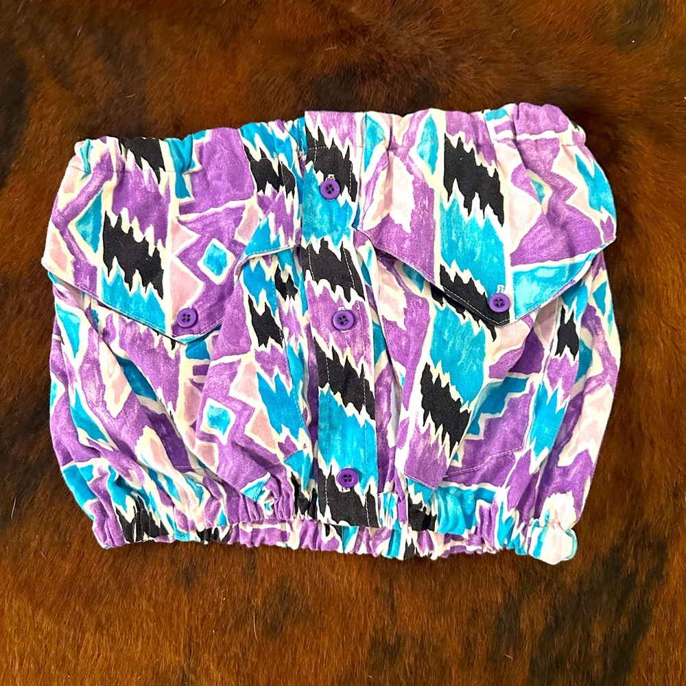 Vintage button up made tube top